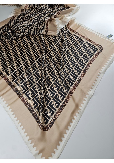 Miorel Scarfs Premium Yeni Sezon F Desen İpek Vual Şal Silk Scrafs Shawl Hijab Bej