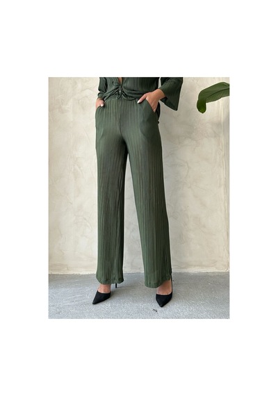 Verymoda Piliseli Pantolon Haki