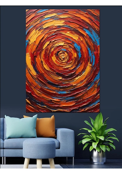 Ahşap Tablo Soyut Renkli Spiral Boyama