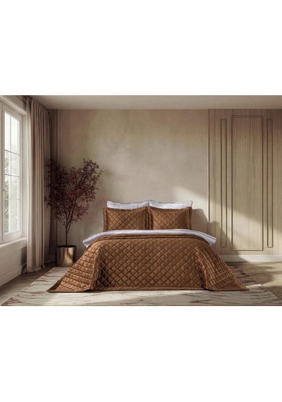 Doqu Home Luxury Yatak Örtüsü Imperial Çift Kişilik - Bakır Kahverengi