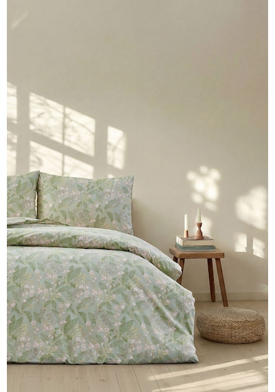 Doqu Home Boho Chic Spring Ranforce-nevresim Takımı-tek-florıs Yeşil