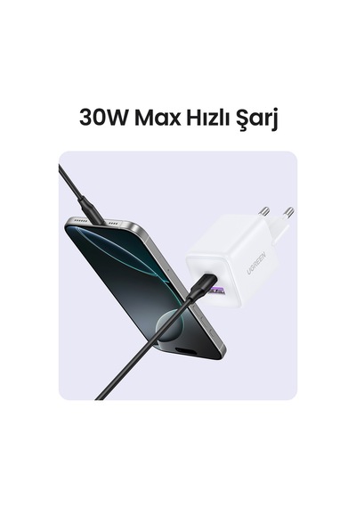 Ugreen 30w Gan Hızlı Şarj Cihazı 2 Portlu, 1xusb-a, 1xusb-c, Beyaz, 65015