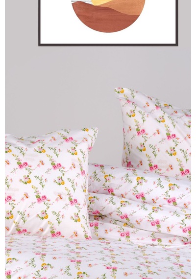 Aytunç Çiçek %100 Pamuklu Tek Kişilik Nevresim Takımı 160x220 Cm Beyaz