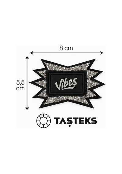 Taşlı Ütülenebilen Veya Sticker Olarak Kullanılabilen ' Vibes ' Yazılı Patch