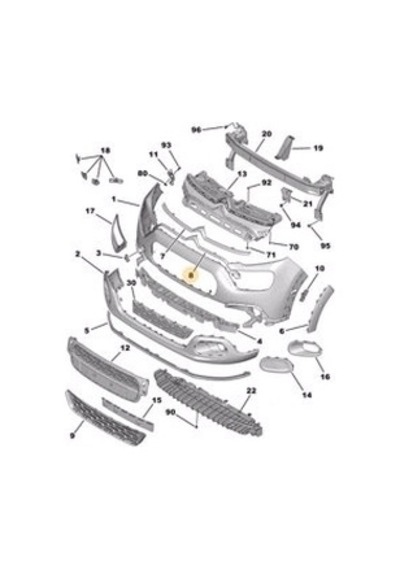 Citroen C3 2020 Yılında Çıkan Kasa Ön Panjur Çıtası Alt Oem No: 9835653180
