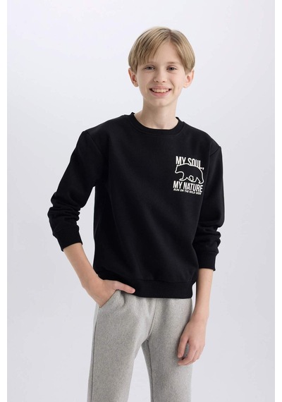 DeFacto Erkek Çocuk Bisiklet Yaka Sırt Baskılı İçi Yumuşak Tüylü Sweatshirt D6227A824CWBK81 DeFacto Erkek Çocuk Bisiklet Yaka Sırt Baskılı İçi Yumuşak Tüylü Sweatshirt D6227A824CWBK81