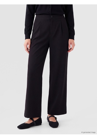 Lcw Modest Siyah Loose Fit Kadın Pileli Kumaş Pantolon