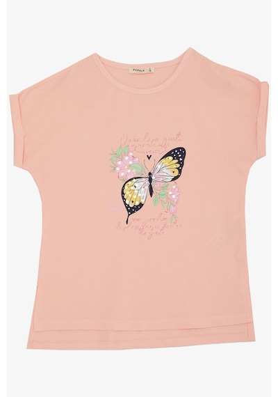 Breeze Kız Çocuk Tişört Kelebek Baskılı 10-16 Yaş, Pembe Pembe
