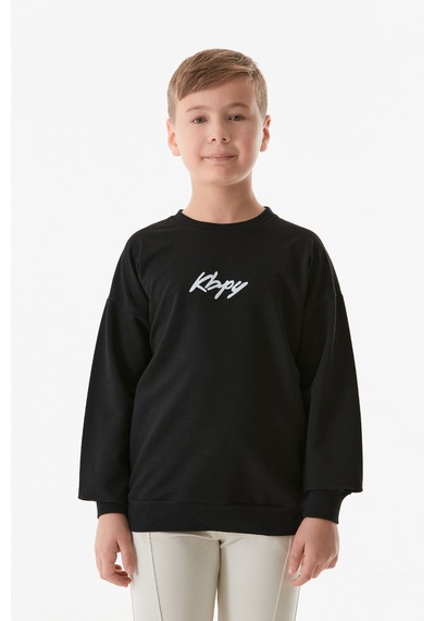 Fullamoda Önü Ve Arkası Baskılı Bisiklet Yaka Erkek Çocuk Sweatshirt 25kcck1303216278-siyah Siyah