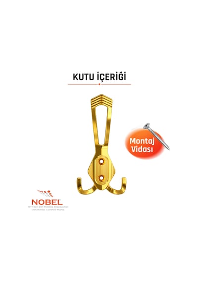 Has Portmanto Askısı, Metal Vestiyer Askısı, Altin, Duvar Ve Dolap Askılığı 5'li Set Vidalı Altın