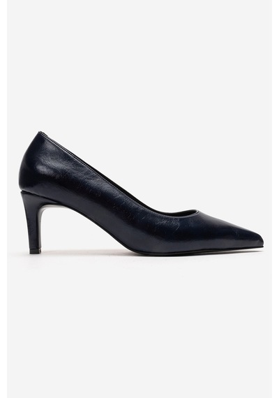 Luvishoes Velmıra Lacivert Cilt Kadın Topuklu Ayakkabı