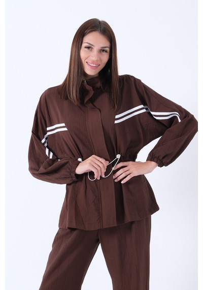 Feminist Kahve Şerit Detaylı Eşofman Takım 31040787 Kahverengi