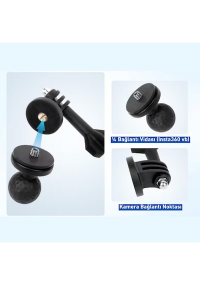 Knmaster MC120 – 360° Ayarlanabilir Motosiklet 10mm Vida Bağlantılı Aksiyon Kamera Aparatı