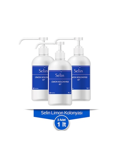 Selin 80 Derece Limon Kolonyası Pompalı 1 L x 3