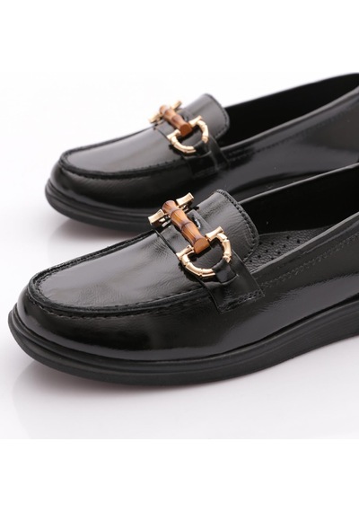 Dgn 7071-1 Kadin Loafer Ayakkabi Siyah Rugan