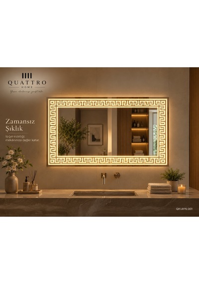 Dikdörtgen Dokunmatik Işıklı Banyo Aynası 80-60 Çap Açık Gri