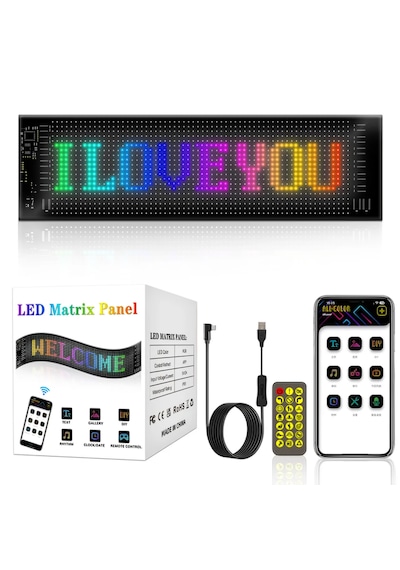 Matrix Esnek Panel Led Cama Yapışır Uygulama İle Kontrol 37cm Matrix Esnek Panel Led Cama Yapışır Uygulama İle Kontrol 37cm