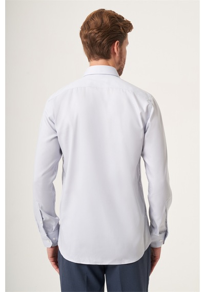 İmza Gri İtalyan Yaka Oxford Slim Fit Kolay Ütü Pamuklu Gömlek 1004265270