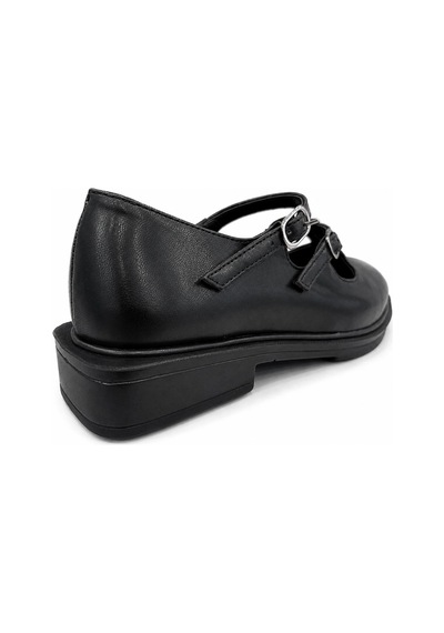 Papucumun Dünyası Kadın Çift Bantlı Mary Jane Model Loafer Ayakkkabı Siyah