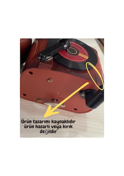 Nostaljik Gramafon Plak Görünümlü Müzik Kutusu Kahverengi
