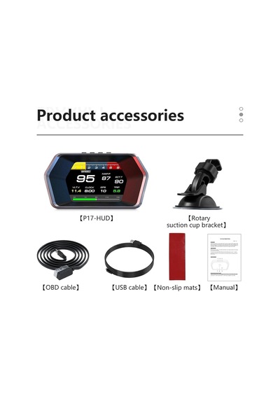 P17 Hız Ölçer Hud Obd2 Araç Bilgisayarı Gps Çift Sistemli Dijital Kilometre Su Yağ Sıcaklığı