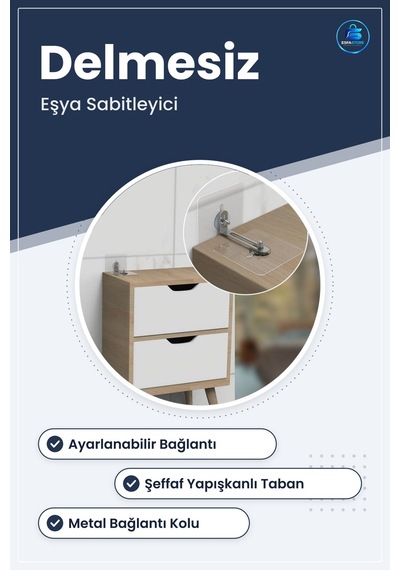 Deprem Eşya Sabitleyici Aparat Çivisiz Duvar Delmeden Ayarlanabil Çok Renkli
