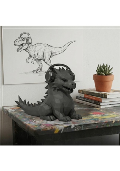 Happy3dworld Geometrik Ejderha Kulaklık Standı, 3d Baskı Heykel Gaming Aksesuarı