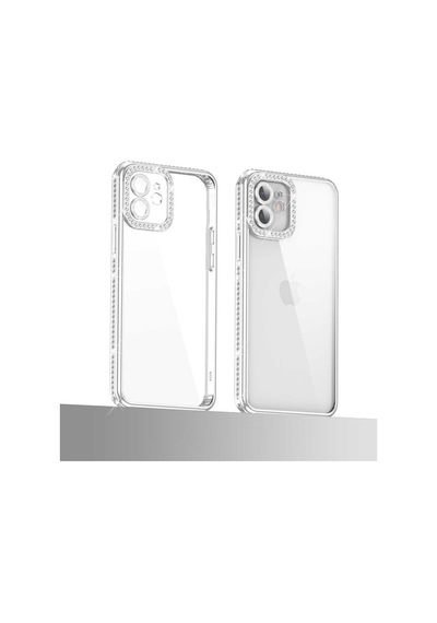 Apple Uyumlu iPhone 12 Kamera Korumalı Taşlı Zore Mina Kapak
