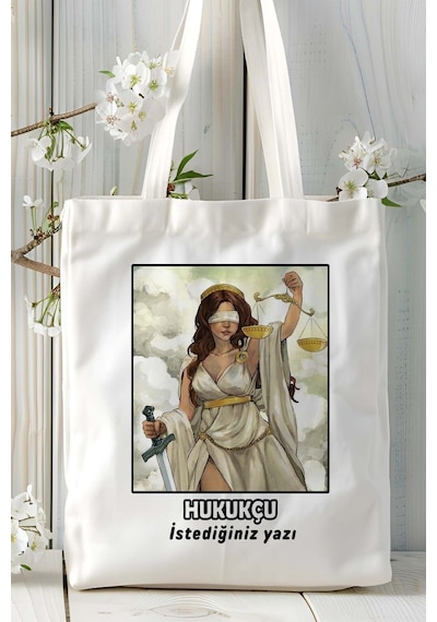 Art Hediye Hukukçu Baskılı Bez Omuz Çantası Kişiye Özel Model 6 Çok Renkli