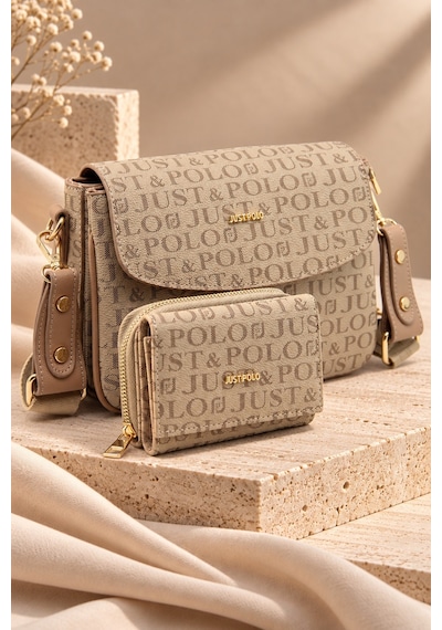 Just Polo Vizon Yeni Sezon Kolon Askili 4 Bolmeli Kadin Omuz Cantasi 25x15cm Vizon - Mat Vizon