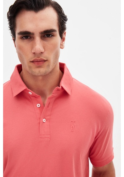 Twn Slim Fit Okyanus Mercanı Pike Dokulu T-shirt 4ec146011784m Mr2