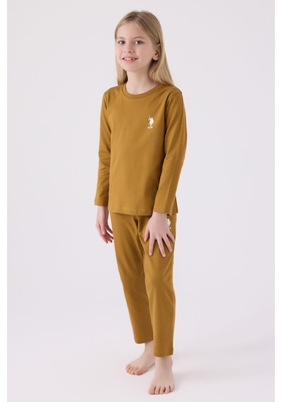 U.s. Polo Assn Kız Çocuk Kahverengi Pijama Takımı Us1668-c-v5 Kahverengi