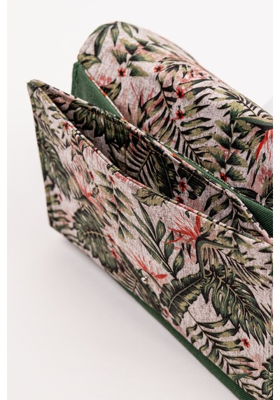 Fabric Craft Bag Kadın Kumaş Cüzdan Nakışlı Yeşil - Gri