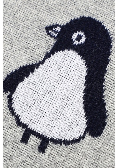 Kız Ve Erkek Bebek Için Triko Örgü Bebek Battaniyesi 85cm X85cm Gri Penguş Kgri2 Kgri2