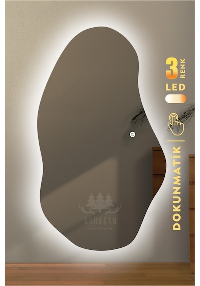 Led Işıklı Asimetrik Boy Aynası Beyaz