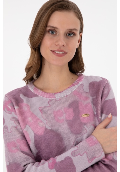 U.S. Polo Assn. Kadın Kum Melanj Bisiklet Yaka Basic Kazak 50293091-VR037