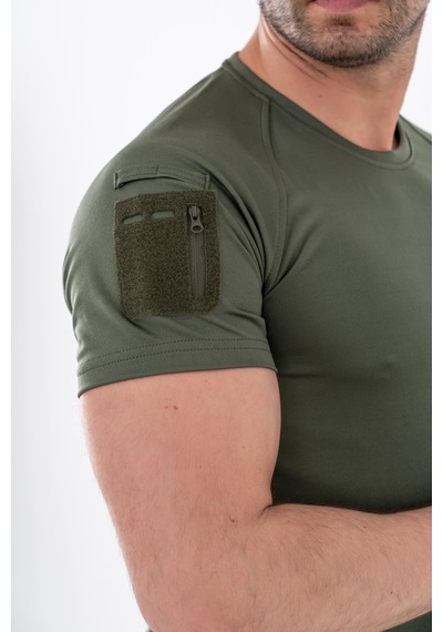 Bikatex Tactical Taktik Tişört Yuvarlak Bisiklet Yaka Tişört Outdoor T-shirt - 801 Haki