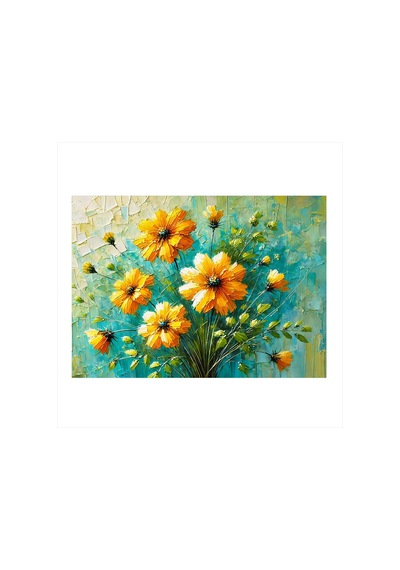 Renkli Sarı Çiçekler Art Mdf Tablo