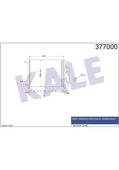 Kale Klıma Radyatoru Chevrolet Aveo - Kalos 1.4 542 416x20 Klr-377000