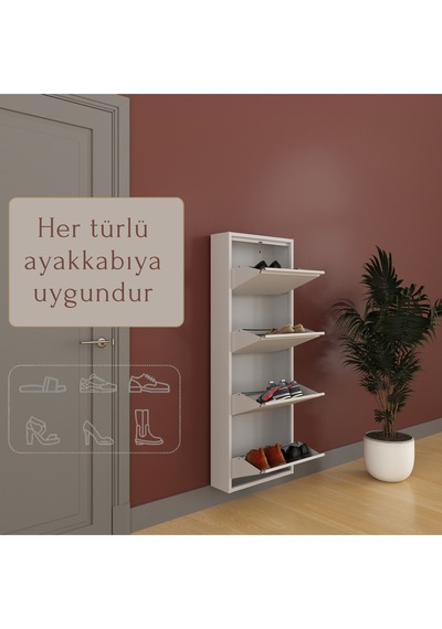 Kapaklı Metal Ayakkabılık, 3 Ve 4 Kapaklı, Aksesuarlı Çeşitli Gri-ayakkabılık