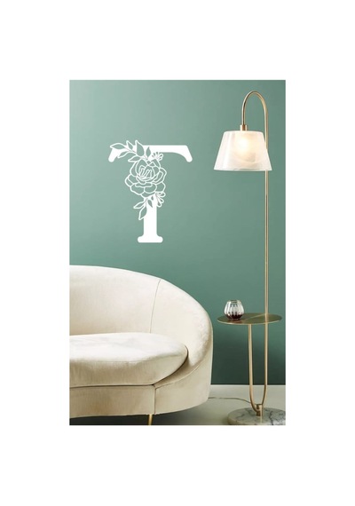 Ahşap Çiçek Işlemeli T Harfi Duvar Dekoru 30 Cm Mdf Tablo
