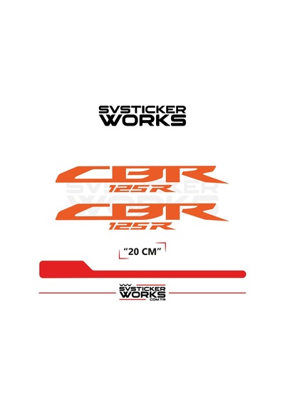 Honda Cbr 125r Sticker Uyumlu Yazı Yüksek Kalite Özel Kesim Folyo 2'li Set Turuncu