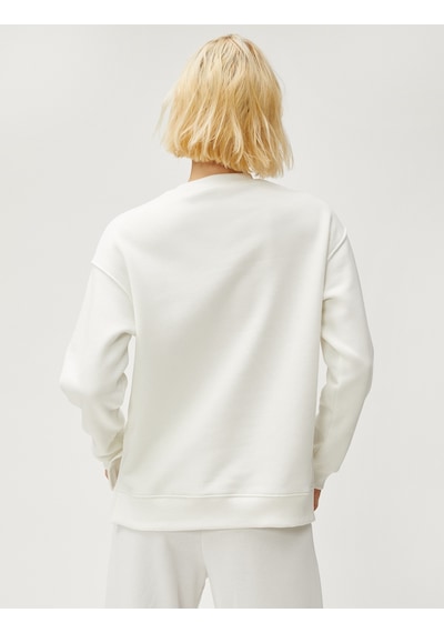 Koton Basic Sweatshirt Bisiklet Yaka Pamuklu Beyaz 3sak10195ek Beyaz