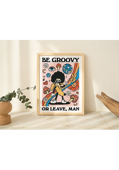 Groovy Retro, Funky Banana Poster, Groovy Ol Ya Da Git, 1980'ler Psikedelik Sanatı