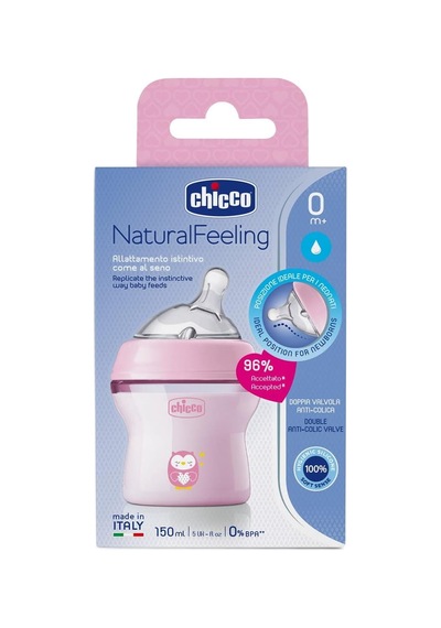 Natural Feeling Pp Biberon 150 Ml,0 Ay+,yavaş Akış, Pembe
