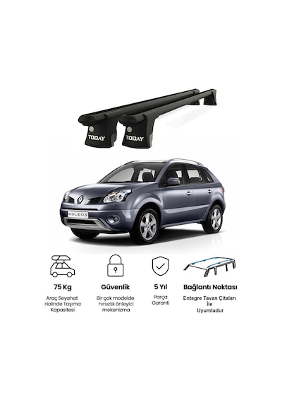 Trio-ı Renault Koleos 2008-2016 Uyumlu Siyah Kilitli Ara Atkı 120cm Port Bagaj Tavan Barı