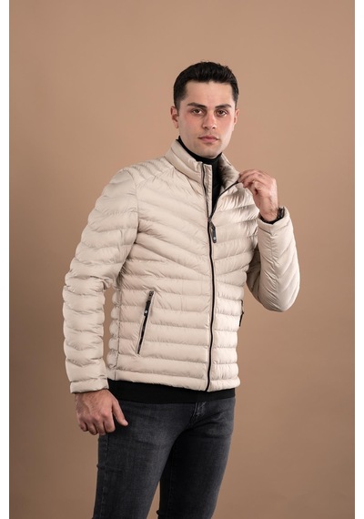 Slimfit Dik Yaka Fermuarlı Erkek Puffer Mont 001