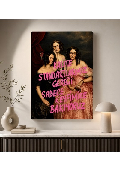 Bk Gift Vintage Klasik Sanat Esprili Sözlü Dekoratif Kanvas Tablo - 43 Çok Renkli