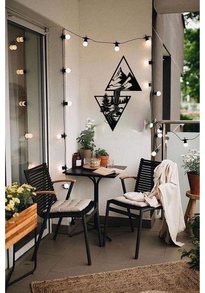 Doğa Temalı Tablo Dağ Dekoratif Duvar Dekoru Mdf Tablo Siyah - 736703048 Siyah