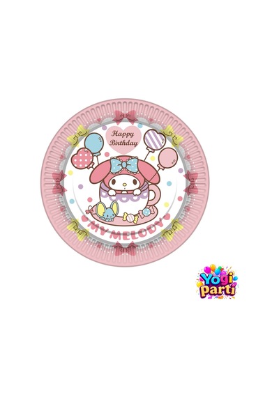 My Melody 8 Kişilik Tabak Bardak Ekonomik Doğum Günü Parti Malzeme Seti Renkli Tüm Yaşlar